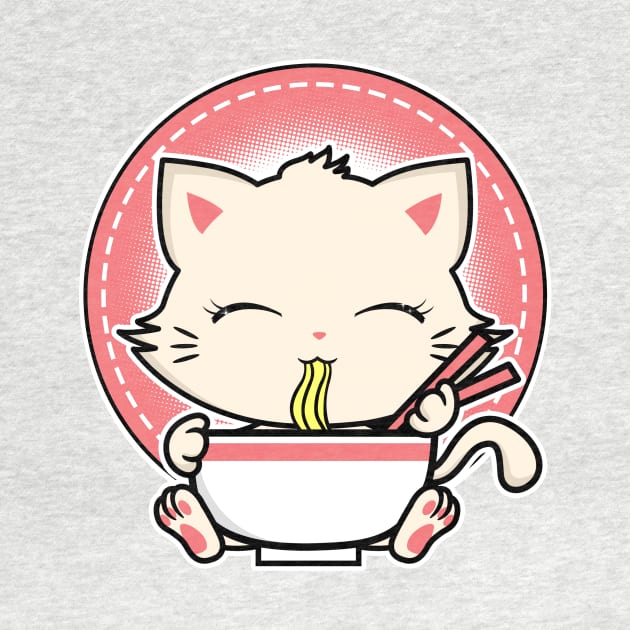 Kawaii Ramen Noodle Cat Kitty Cute by theglaze